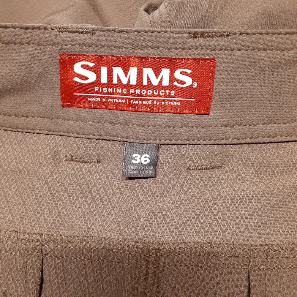 Simms Mens Skiff Performance Shorts Sz.36 Brown Utility Pocket 7" Inseam - Picture 3 of 8